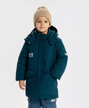Полупальто демисезонное с капюшоном и манжетами синее для мальчика Button Blue (104)