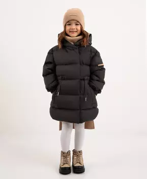 Полупальто демисезонное стёганое на натуральном пуху серое для девочки Roberto Moretti