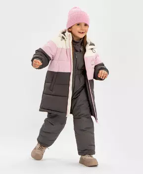 Полупальто демисезонное водоотталкивающее с капюшоном мультицвет для девочки Button Blue (110)