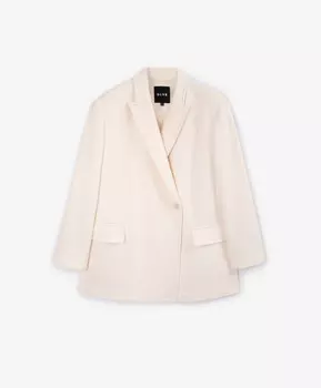 Полупальто силуэта умеренный оверсайз из полушерстяной пальтовой ткани молочное GLVR