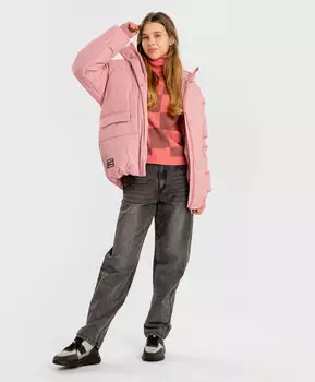 Куртка зимняя с капюшоном и карманами розовая для девочки Button Blue