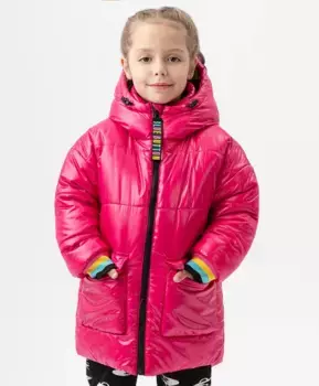 Полупальто зимнее с капюшоном розовое Button Blue (128)