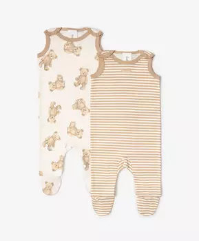 Ползунки плечевые с закрытыми ножками комплект из 2-х штук мультицвет Gulliver (86-52)