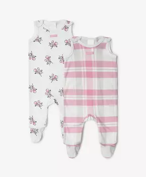 Ползунки плечевые с закрытыми ножками комплект из 2-х штук мультицвет для девочки Gulliver (56-42)