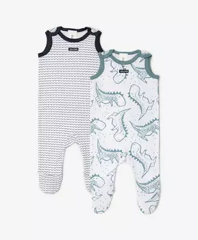 Ползунки плечевые с закрытыми ножками комплект из 2-х штук мультицвет для мальчика Gulliver (56-42)