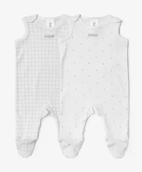 Ползунки плечевые с закрытыми ножками унисекс комплект из 2-х штук белые Gulliver