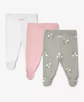 Ползунки с закрытыми ножками комплект из 3-х штук мультицвет для девочки Gulliver (68-46)