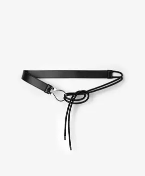 Пояс кожаный асимметричный черный GLVR (One size)