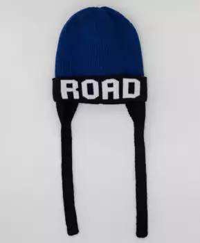 Принтованная синяя шапка с завязками Button Blue (52)