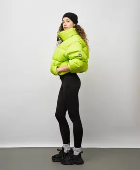 Пуховик стеганый оверсайз для женщины салатовый Jumkey (S)