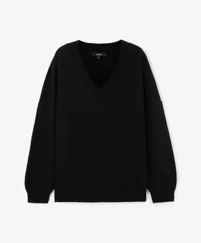 Пуловер из шерсти оверсайз с валеной фактурой черный GLVR