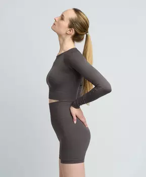 Рашгард укороченный с поддерживающим эффектом для женщины серый Jumkey