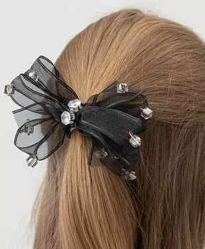 Резинка для волос с декором черная Button Blue