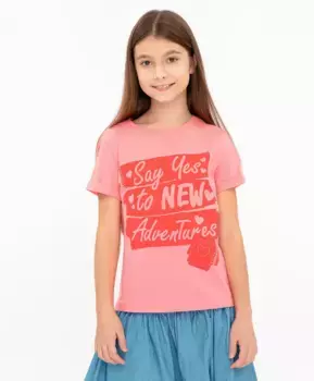 Розовая футболка с принтом Button Blue (152)