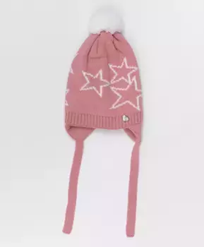 Розовая шапка с завязками Button Blue (50)