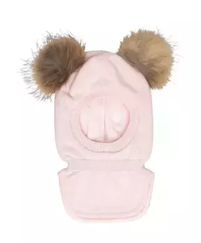 Розовая шапка-шлем с помпонами Gulliver (48-50)