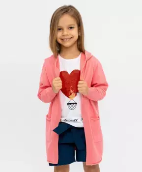 Розовый кардиган с капюшоном Button Blue (146)