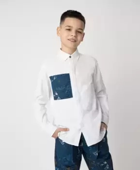 Рубашка белая с карманами Gulliver (134)