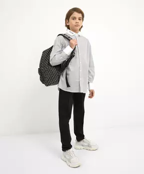 Рубашка белая в черную полоску с длинным рукавом Gulliver