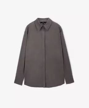 Рубашка из экозамши силуэта оверсайз серая GLVR (XL)