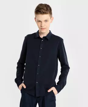 Рубашка из кроеного трикотажа на кнопках синяя Button Blue (158)