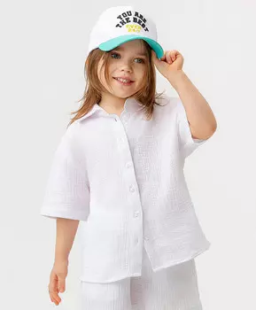 Рубашка муслиновая с коротким рукавом белая Button Blue (122)