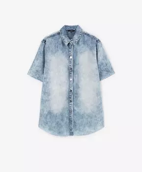 Рубашка оверсайз из тонкого денима голубая GLVR