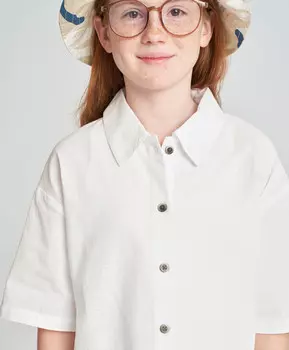 Рубашка оверсайз с коротким рукавом белая для девочки Button Blue