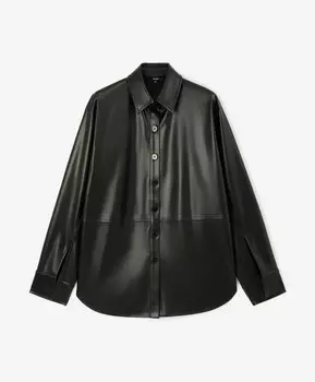 Рубашка прямой свободной формы из экокожи черная GLVR (M)