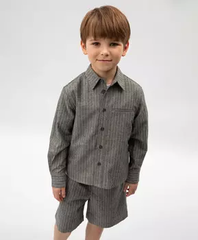 Рубашка с длинным рукавом для мальчика серая в полоску Roberto Moretti