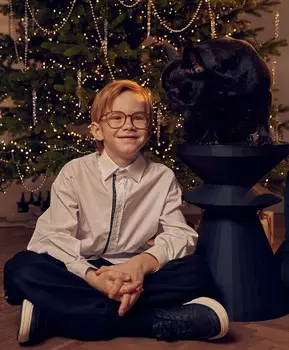 Рубашка с длинным рукавом, отложным воротником и контрастной тесьмой белая для мальчика Button Blue