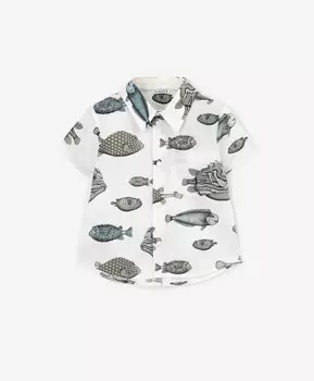 Рубашка с коротким рукавом для мальчика с принтом мультицвет Gulliver