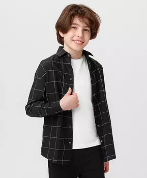 Рубашка с принтом в клетку черная Button Blue