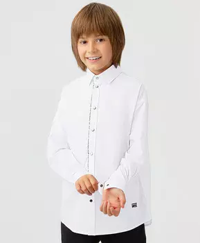 Рубашка с текстовым принтом на кнопках белая Button Blue (140)