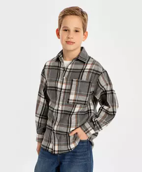 Рубашка в клетку теплая с длинным рукавом мультицвет детская Button Blue