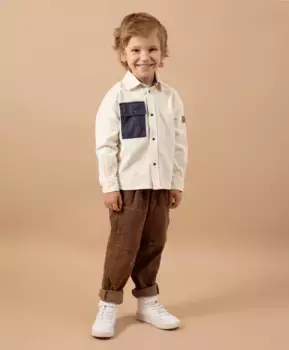 Рубашка вельветовая молочного цвета Gulliver (110)