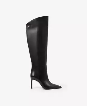 Сапоги черные из натуральной кожи на каблуке GLVR