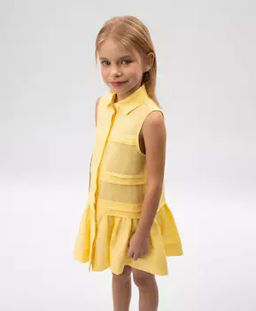 Сарафан детский льняной А-образной формы желтый Roberto Moretti