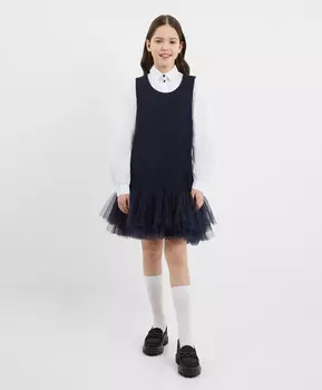 Сарафан из джерси с сеткой синий для девочки Gulliver