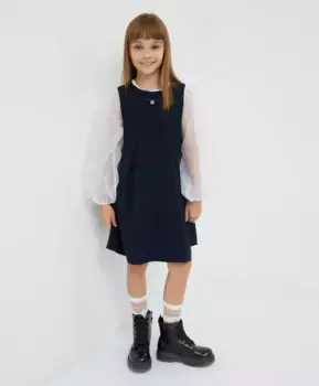 Сарафан с кружевом синий Gulliver (140)