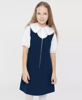 Сарафан с молнией синий из плотного трикотажа Button Blue (170)