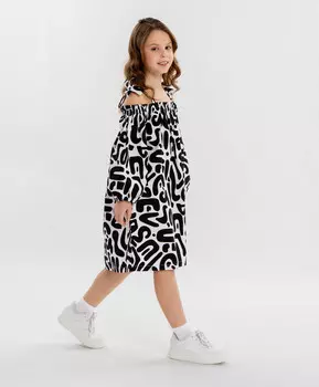 Сарафан с принтом чёрно-белый для девочки Button Blue (158)
