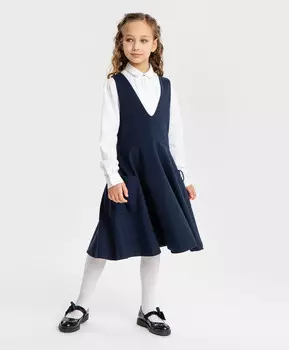 Сарафан с вырезом и юбкой солнце-клеш синий Button Blue (152)