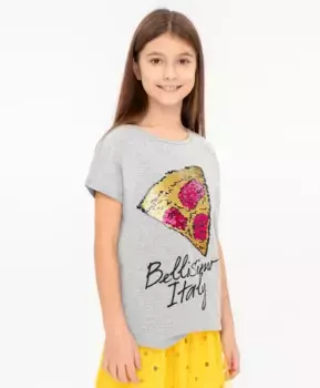 Серая футболка с пайетками Button Blue (98)