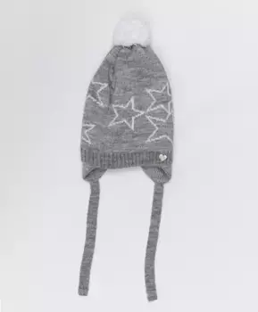 Серая шапка с завязками Button Blue (50)