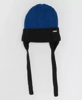 Серо-синяя шапка с завязками Button Blue (52)