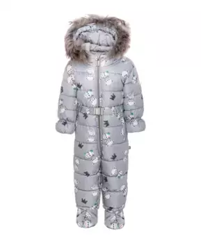 Серый зимний комбинезон с орнаментом Gulliver (80)