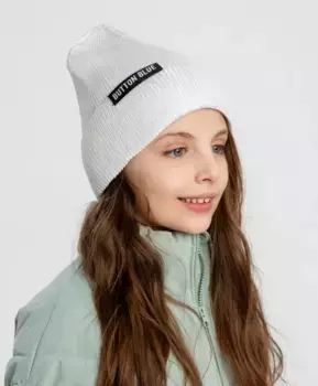 Шапка бини с подворотом для девочки Button Blue (54)