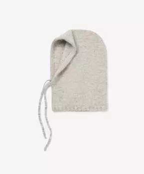 Шапка-капор вязаная из меланжевой пряжи серая GLVR