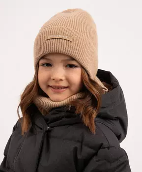 Шапка вязаная бежевая для девочки Roberto Moretti
